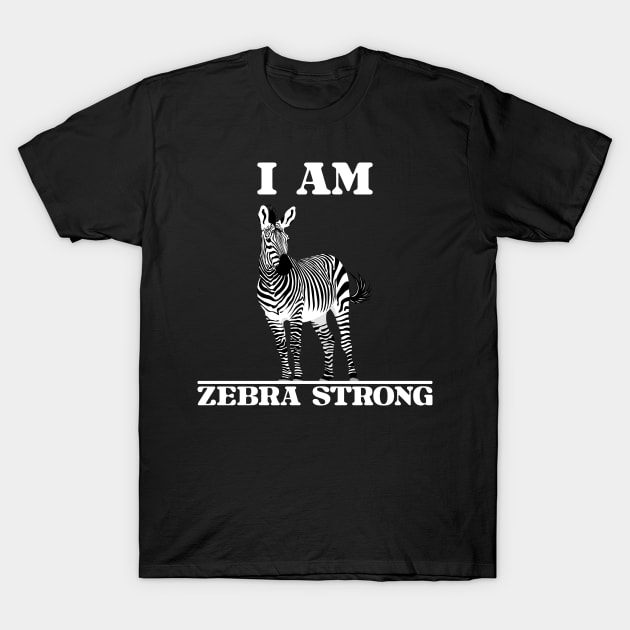 Ehlers Danlos Rare Disease Awareness I Am Zebra Strong T-Shirt by Jesabee Designs
